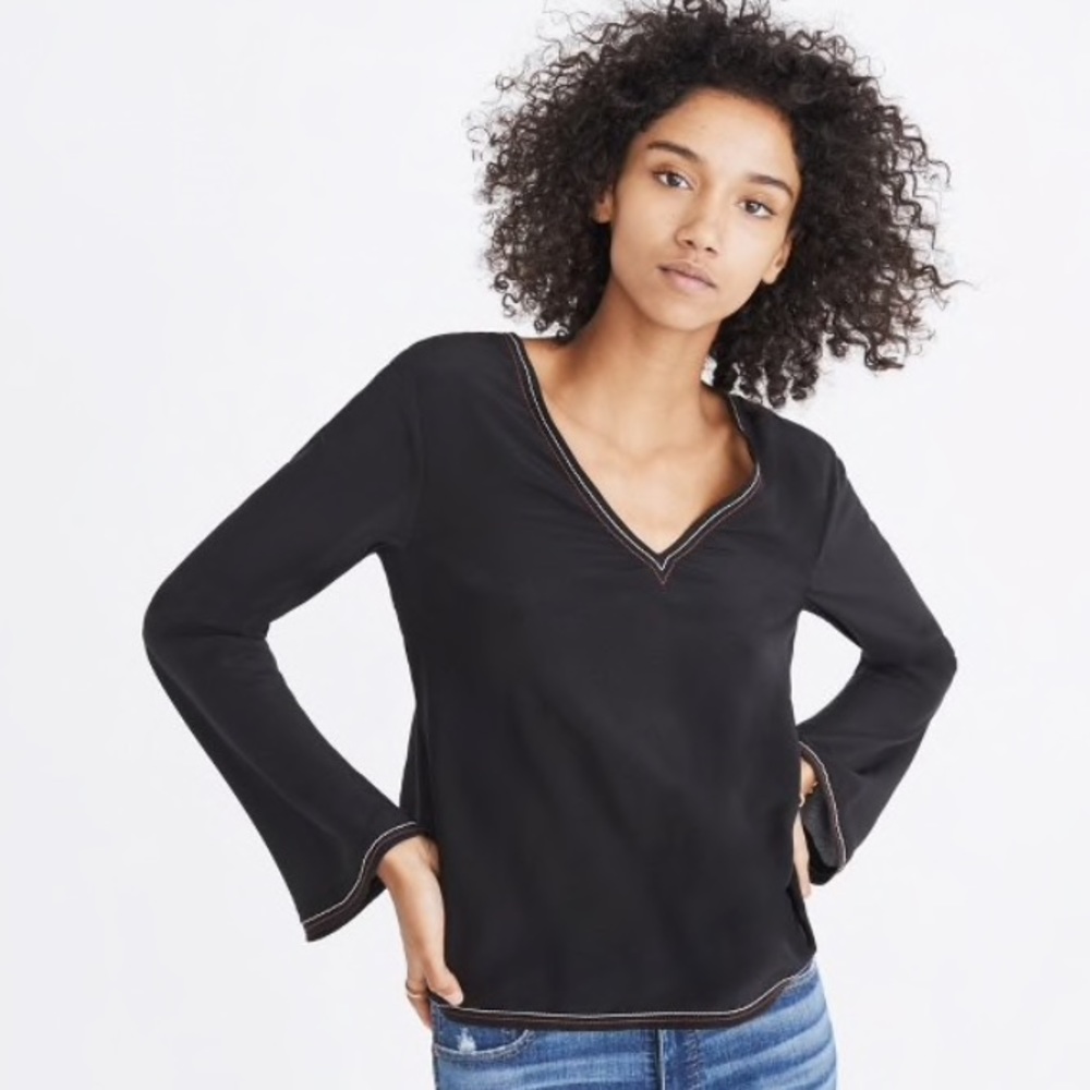 Madewell silk-stitched tie back top size S/M